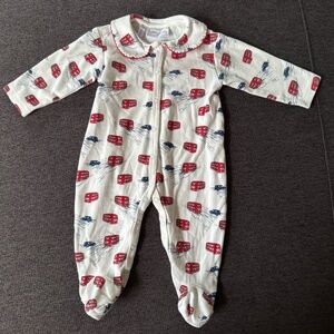 Rachel Riley London Baby Boy Footies Pajama Red buses Blue cars size 3M